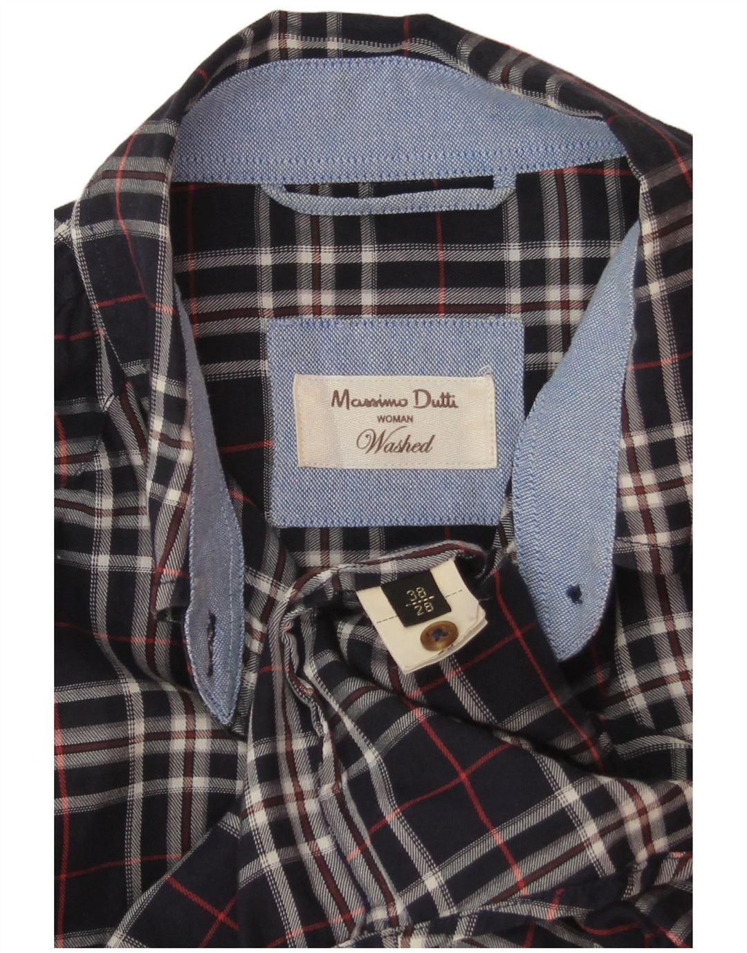 Massimo Dutti Dameskjorte EU 38 Small Navy Blue Check