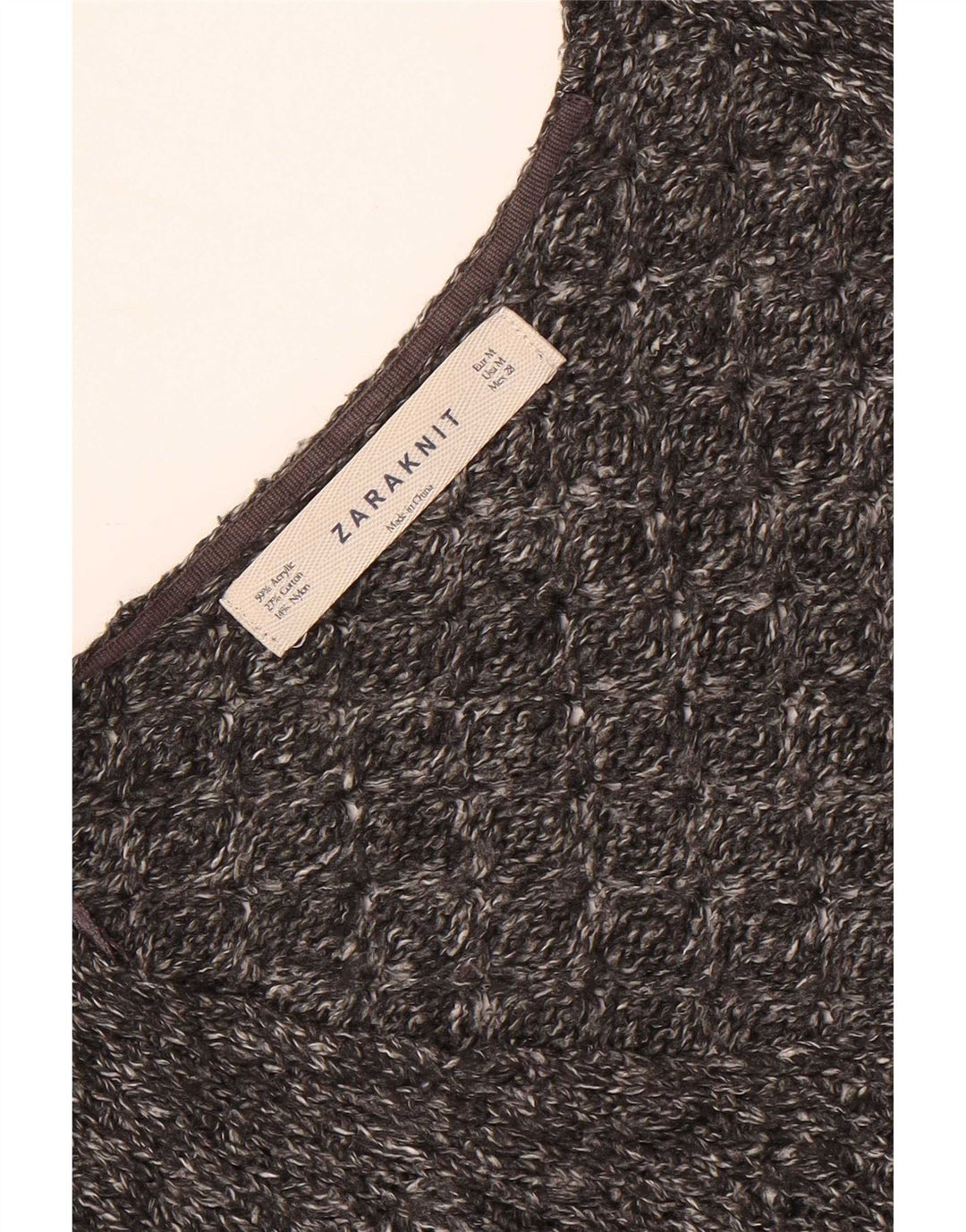 Zara Womens Crop Oversized V-Neck Jumper Sweater UK 14 Medium Grey Flecked