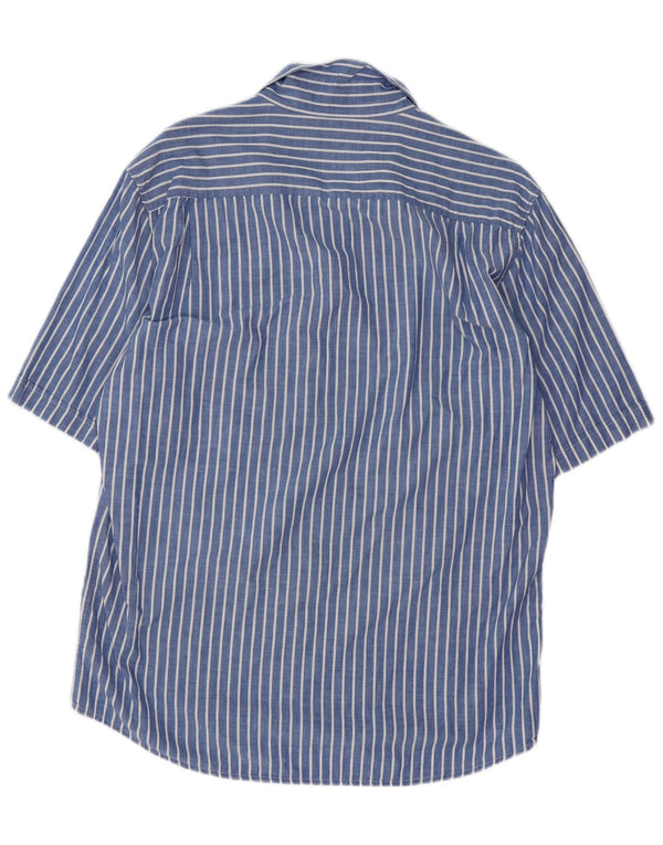 Valentino Mens Short Sleeve Shirt Size 41 16 Large Blue Striped Cotton