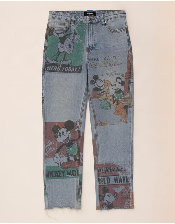 Desigual Damen Disney Straight Jeans EU 38 Medium W28 L26 Blau Patchwork
