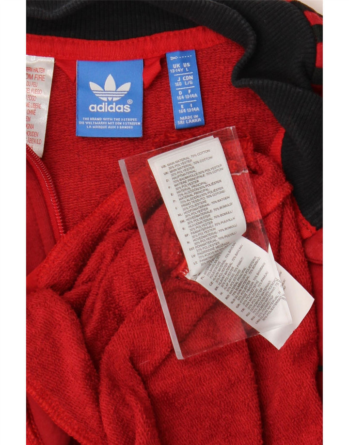 ADIDAS Boys Tracksuit Top Jacket 13-14 Years Red Cotton Vintage Adidas and Second-Hand Adidas from Messina Hembry 