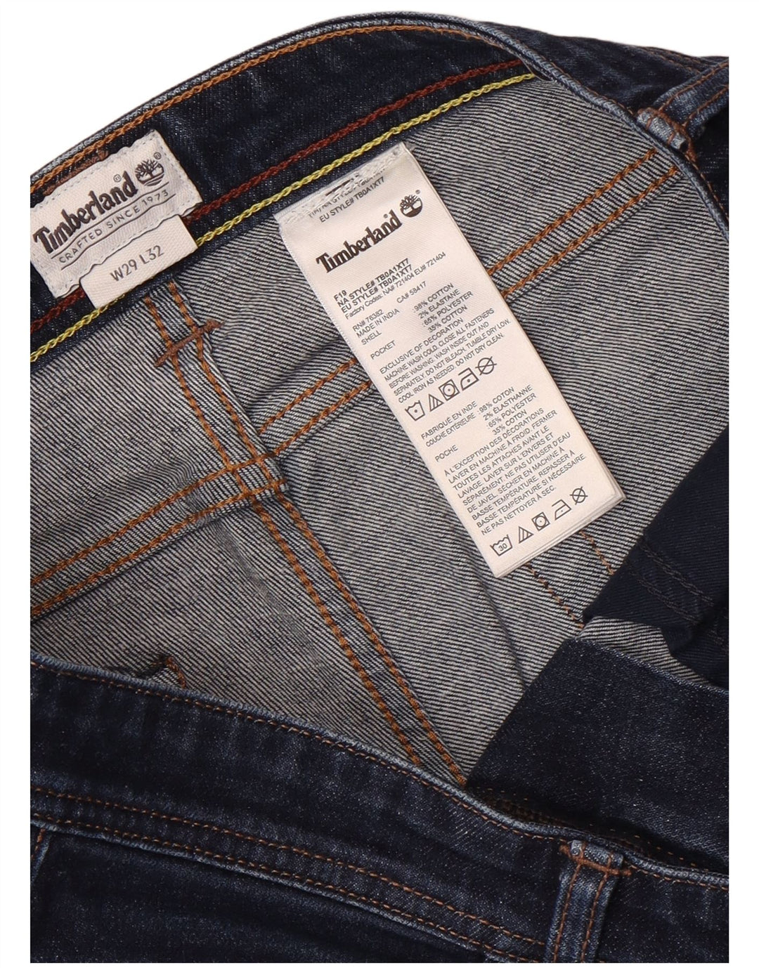 Timberland Jean Slim Homme W29 L32 Bleu Marine Coton