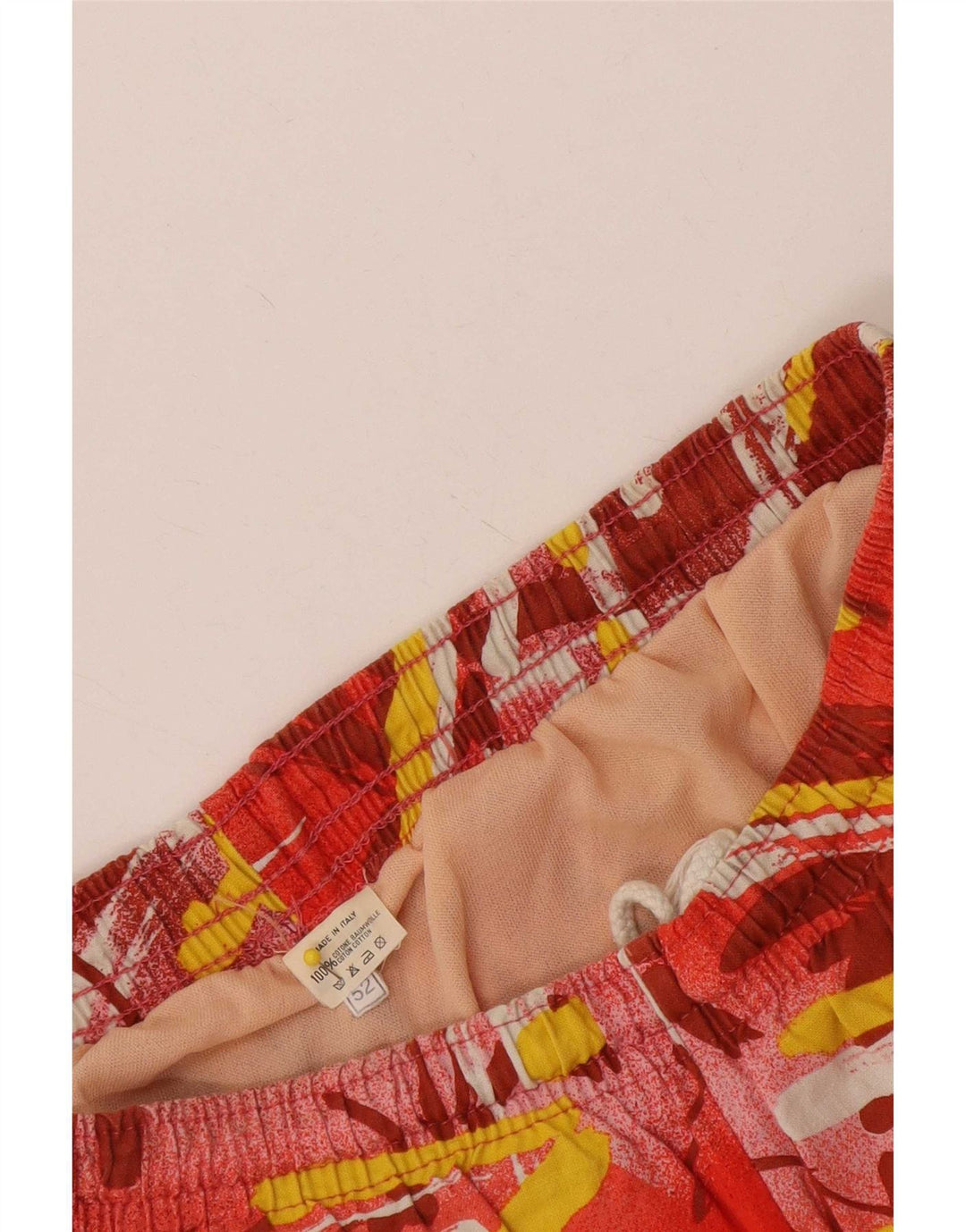 Vintage Mens Abstract Pattern Swimming Shorts IT 52 XL Red Cotton