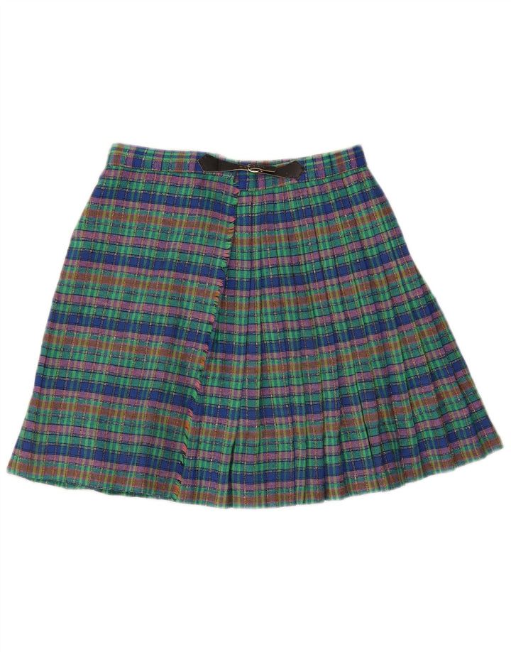 Vintage Womens Wrap Skirt W26 Small Green Plaid