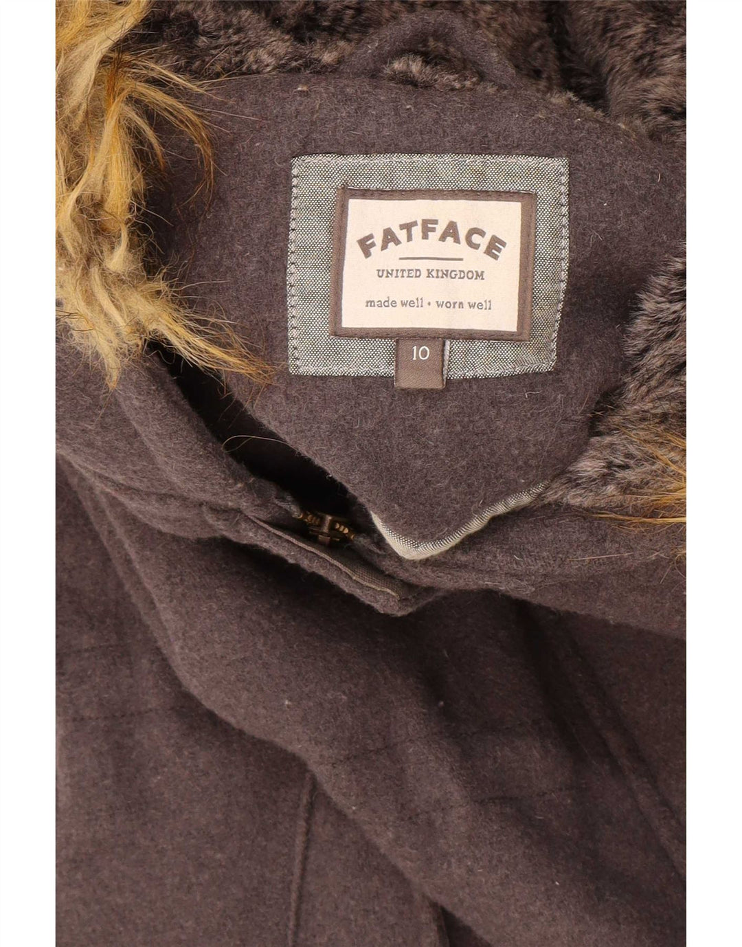 Jachetă parka supradimensionată cu glugă pentru femei Fat Face UK 10 Lână gri mică