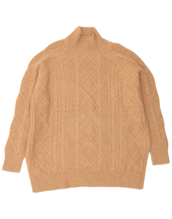 Reiss Pull surdimensionné à col roulé pour femme UK 14 Laine marron moyen