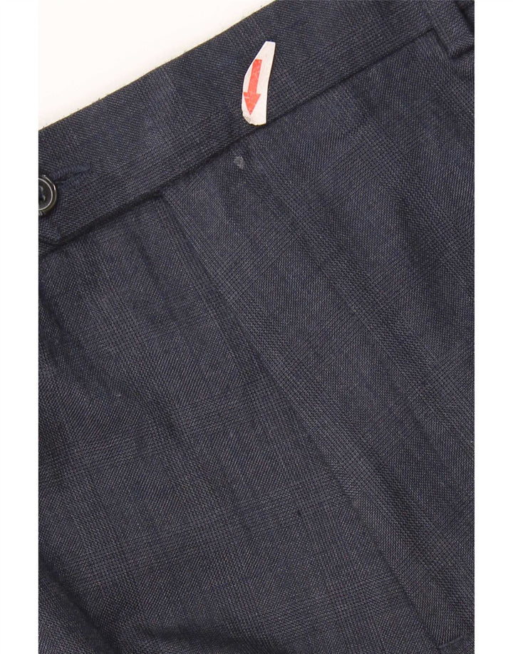 Marks & Spencer Mens Tailored Fit Suit Trousers W42 L31 Navy Blue Check