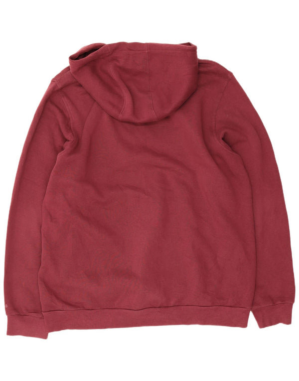 Adidas Mens Graphic Hoodie Jumper Large Burgundy Cotton Sports