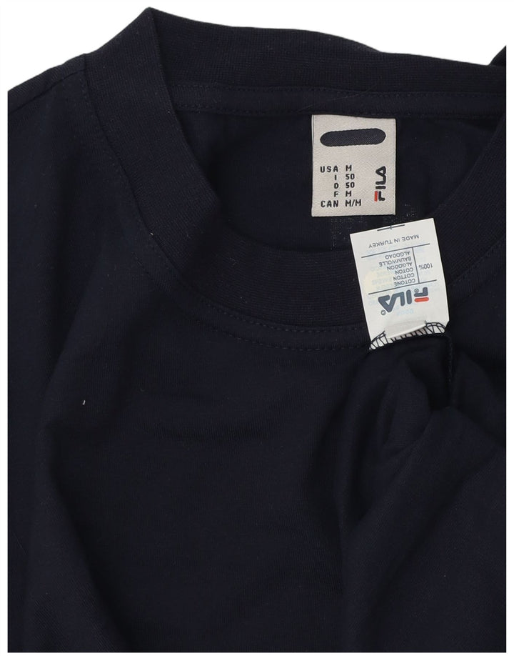 Fila Mens Graphic T-Shirt Top Medium Navy Blue Cotton