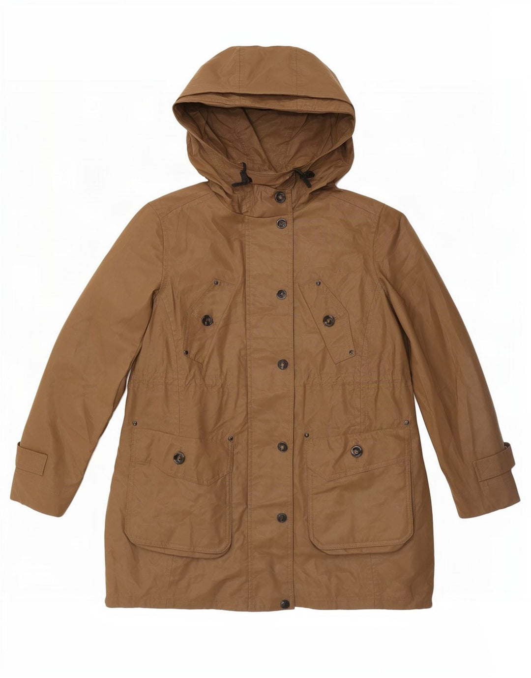 Massimo Dutti Dame Hooded Parka Jacket UK 12 Medium Beige Bomuld