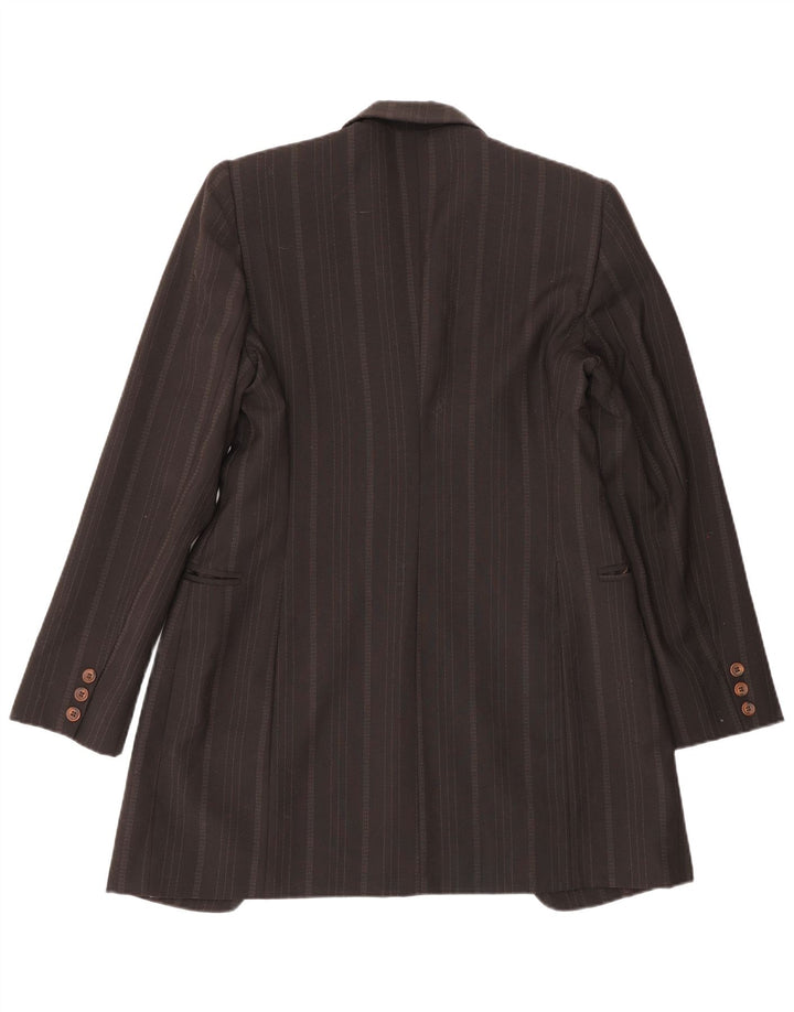 Sportstaff Womens Longline 1 Button Blazer Jacket UK 10 Small Brown Striped
