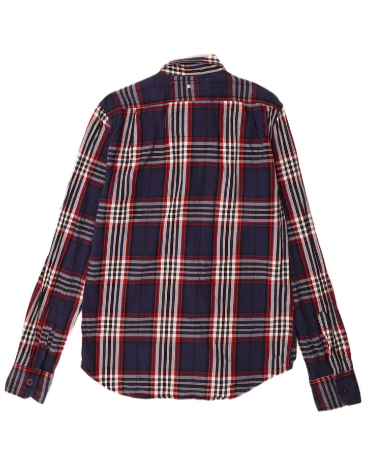Superdry Herren-Flanellhemd, groß, marineblau, kariert, Baumwolle