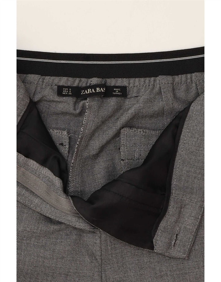 Zara Womens Slim Chino Trousers Small W26 L27 Grey Striped Polyester