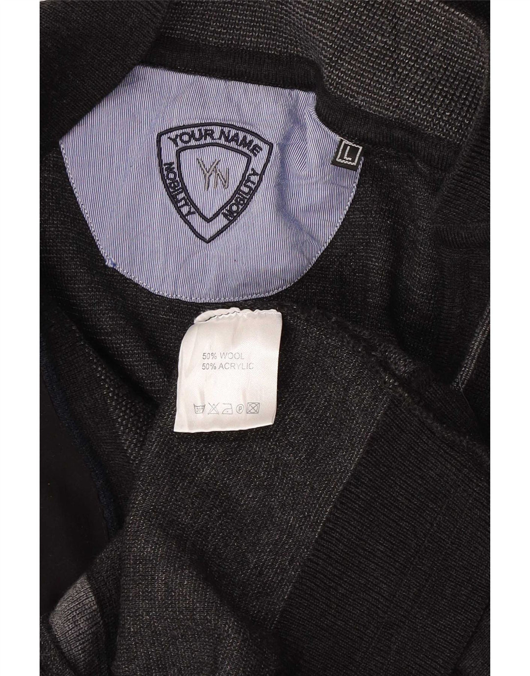 Vintage Mens Cardigan Sweater Large Grey Geometric Wool