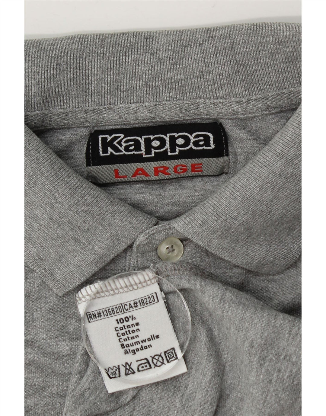 Kappa Mens Polo Shirt Large Grey Flecked Cotton