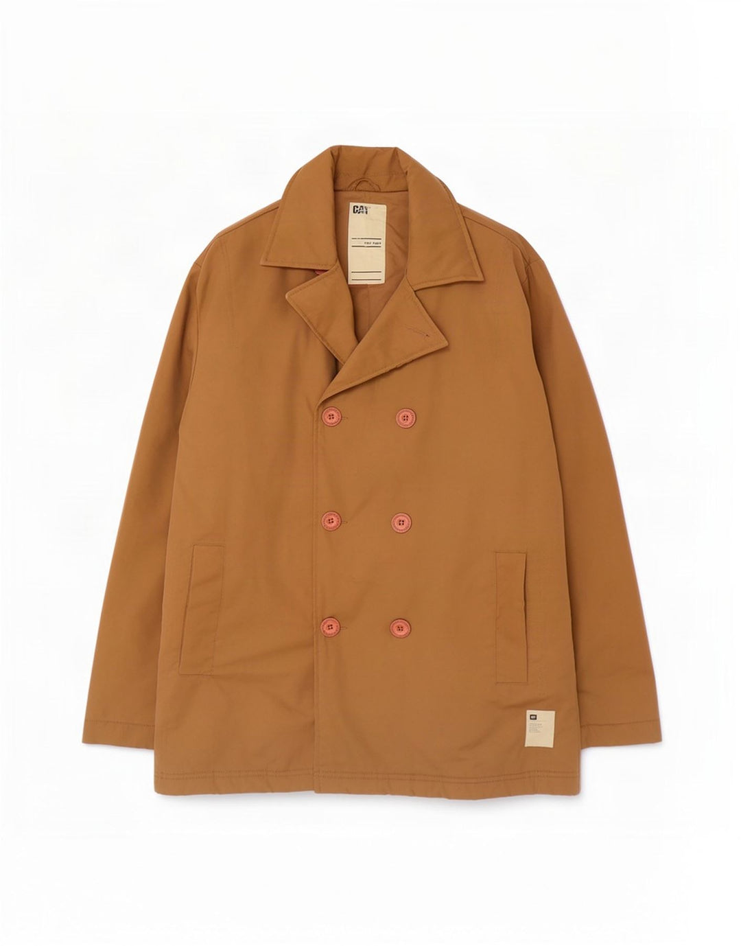 Caterpillar Mens Pea Coat UK 38 Poliéster Bege Médio