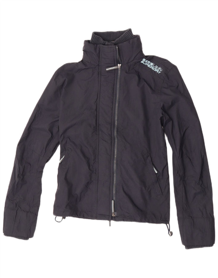 Superdry Womens Rain Jacket UK 16 Large Navy Blue Nylon