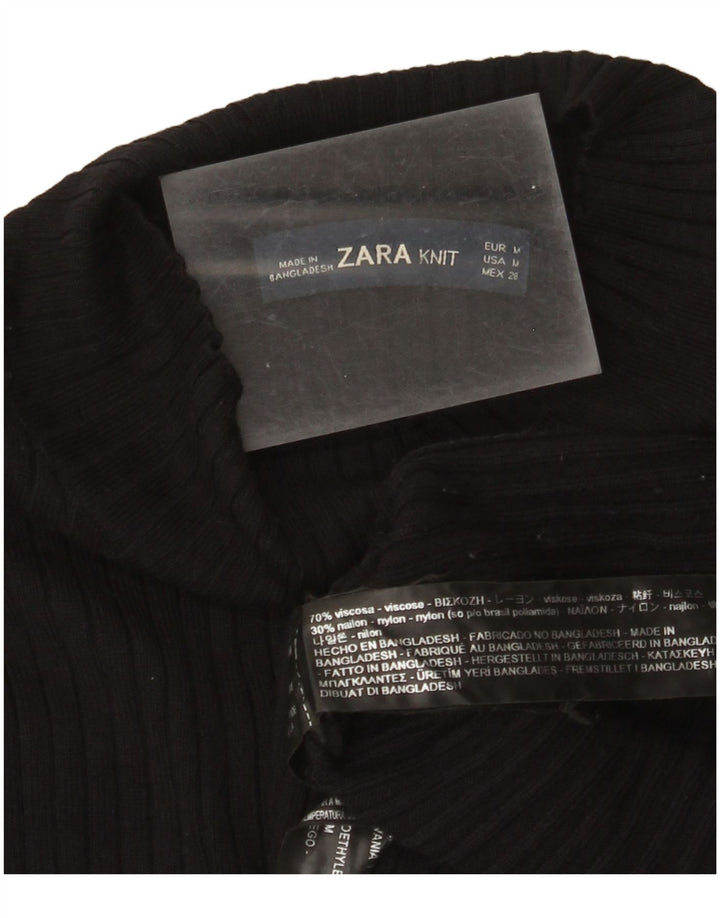Zara Womens Jumper Dress UK 12 Medium Black Viscose