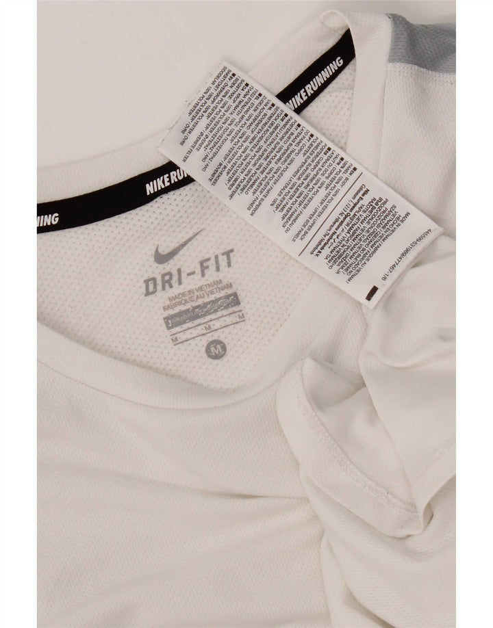 Nike Herre Dri Fit T-shirt Top Medium White Colourblock Polyester