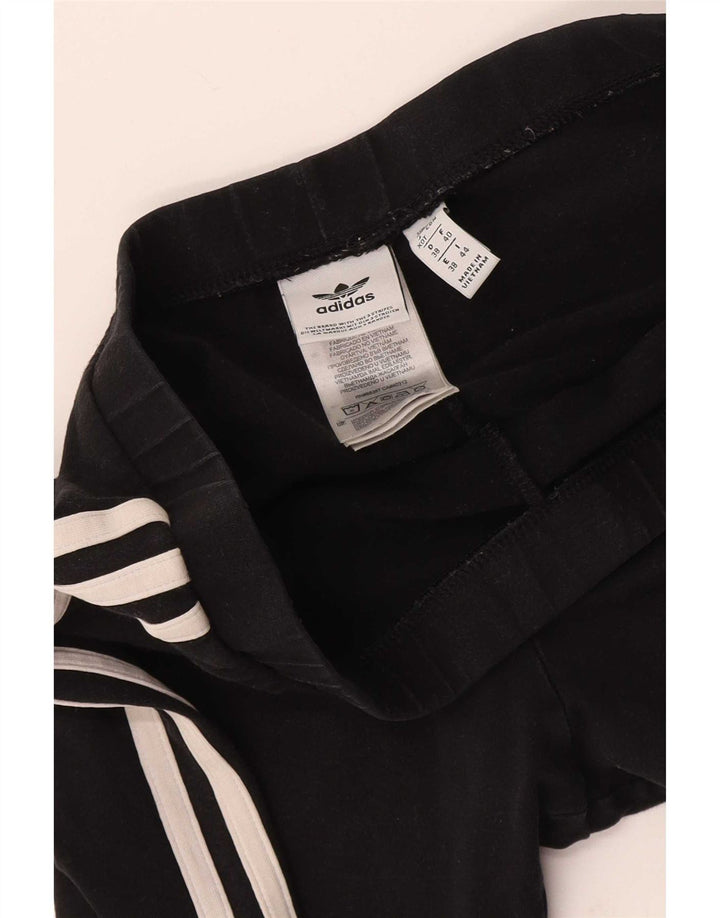 Adidas Womens Crop Leggings UK 12 Medium Black Cotton
