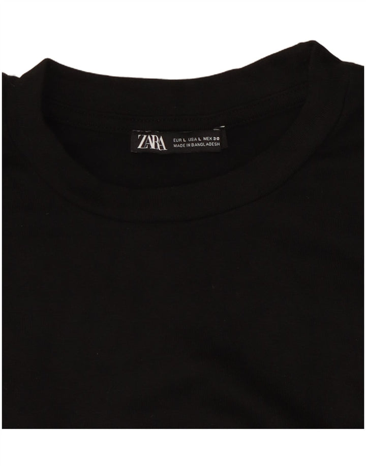 ZARA Womens Long Sleeve Bodysuit UK 14 Large Black