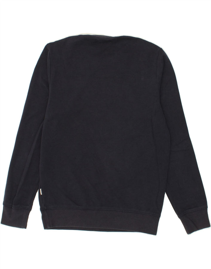 JACK & JONES Mens Graphic Sweatshirt Jumper Small Navy Blue Cotton Vintage Jack & Jones and Second-Hand Jack & Jones from Messina Hembry 