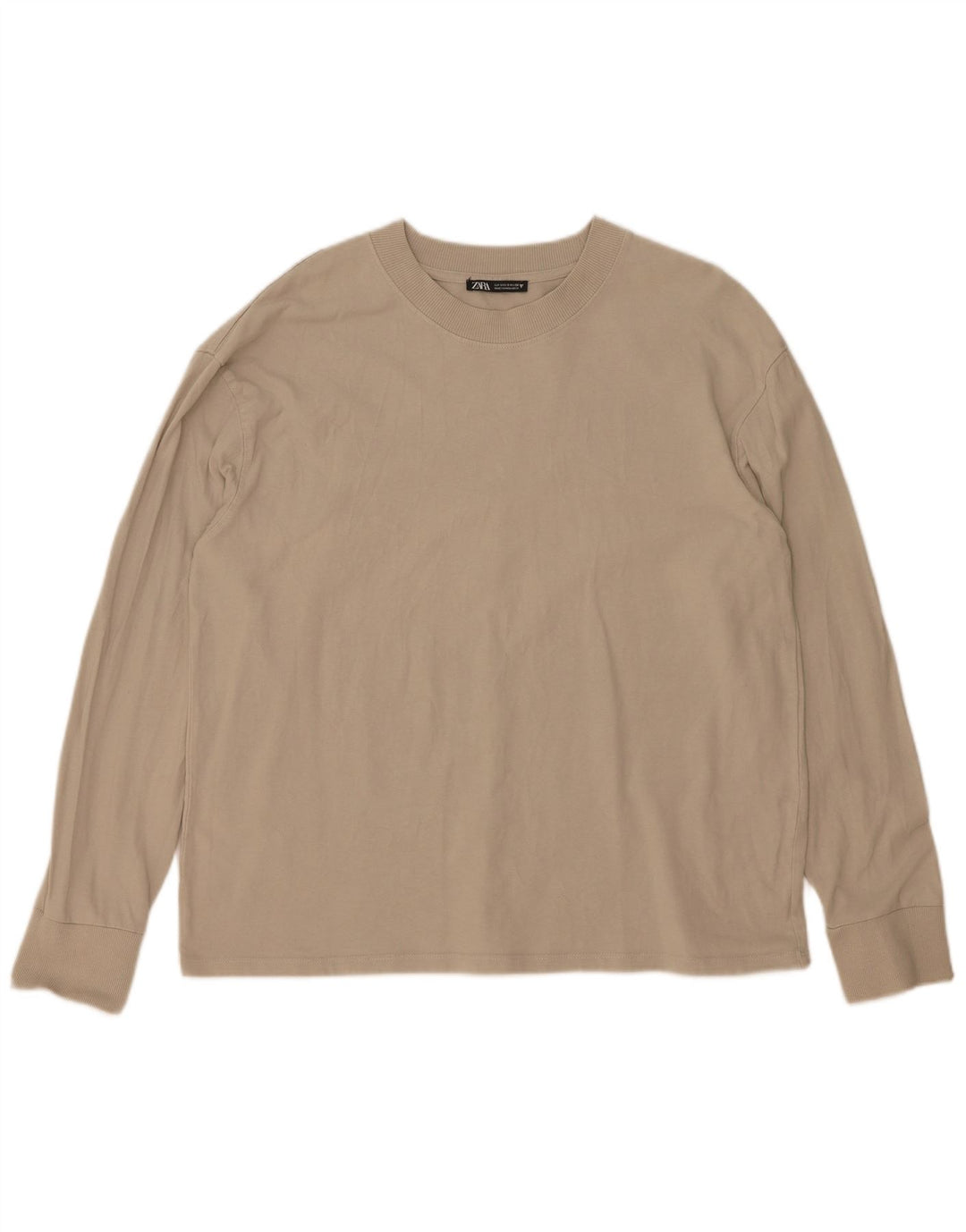Zara Womens Oversized Top Long Sleeve UK 10 Small Beige