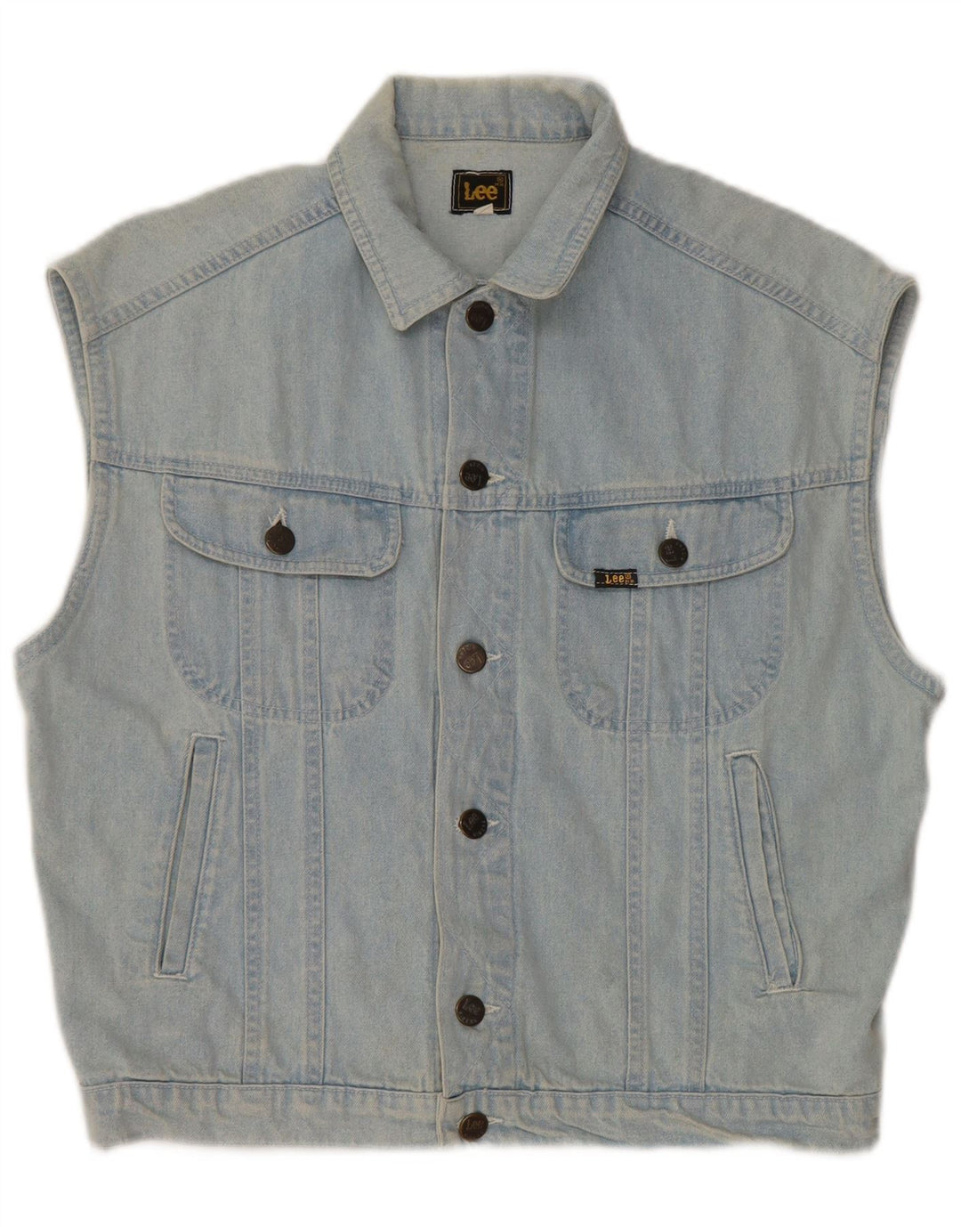 LEE Womens Denim Gilet UK 14 Large Blue Cotton