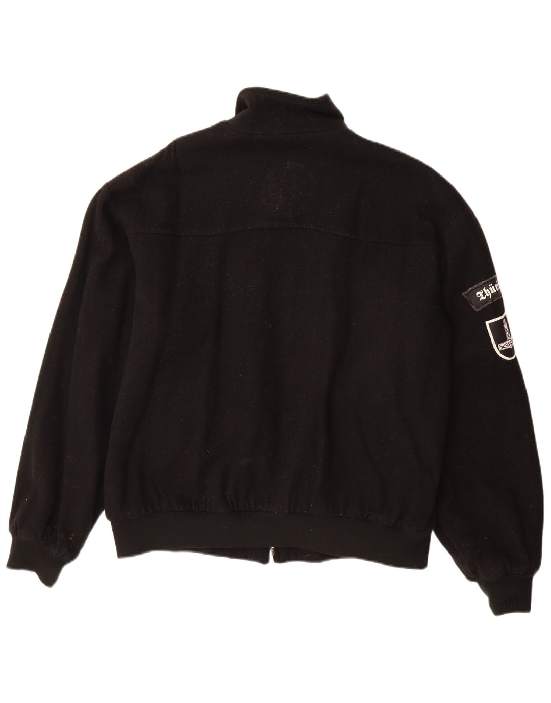 Vintage Mens Bomber Jacket UK 40 Large Black Wool