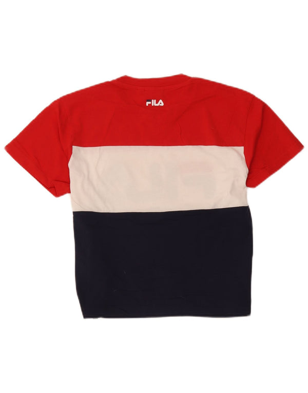 Fila Womens Crop Grafisk T-Shirt Top UK 6 XS Flerfarvet Colourblock