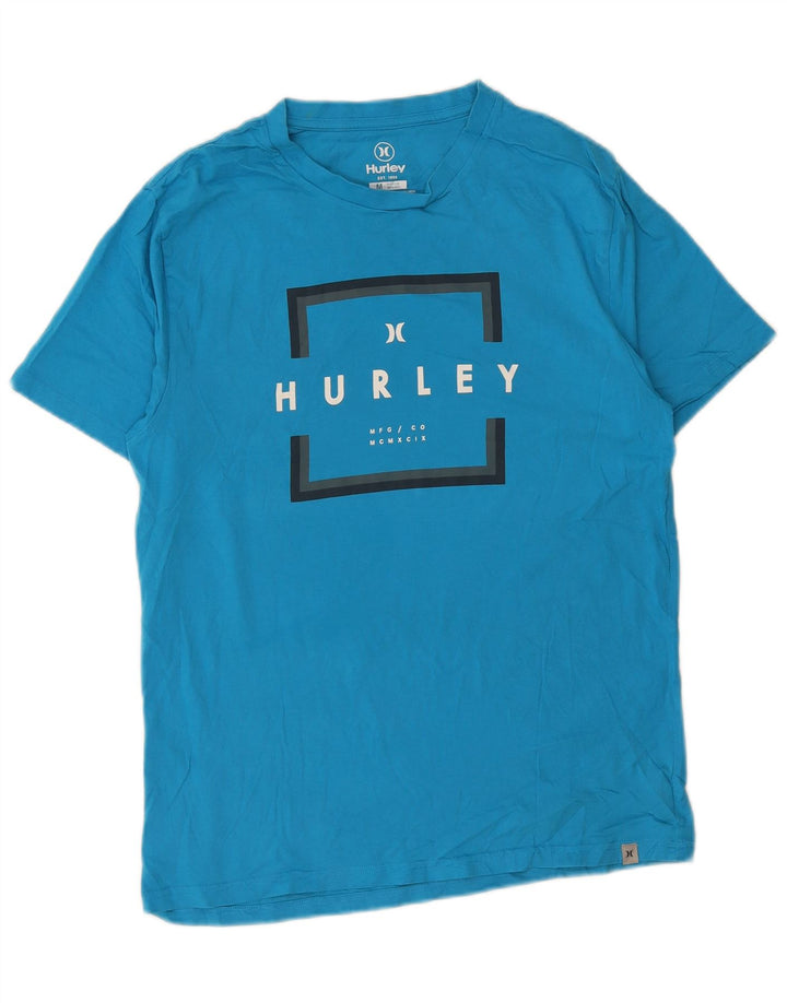 Hurley Herre grafisk T-shirt Top Medium Blue Bomuld