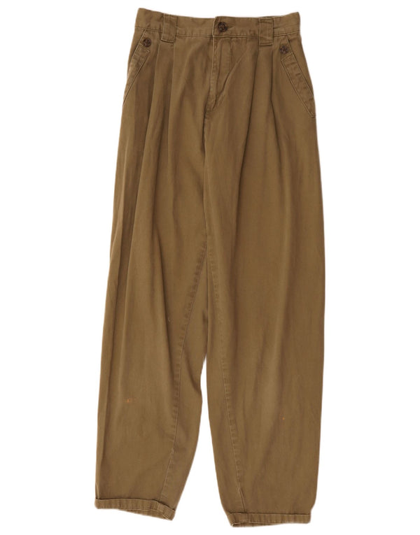 Calça casual feminina Topshop de cintura alta com pregas Reino Unido 6 XS W26 L28 cáqui