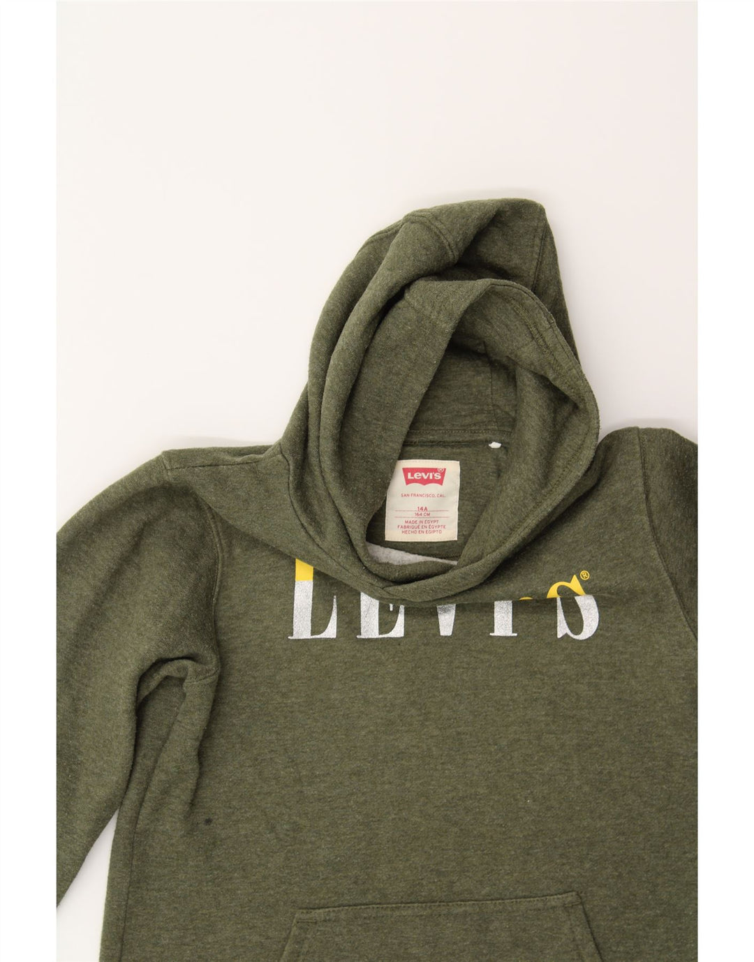LEVI'S Girls Graphic Hoodie Jumper 13-14 Years Green Cotton Vintage Levi's and Second-Hand Levi's from Messina Hembry 