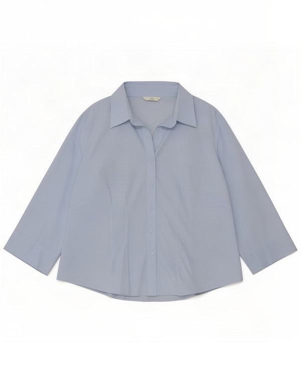 Marks & Spencer Damen 3/4-Ärmel-Hemd UK 16 Large Blue