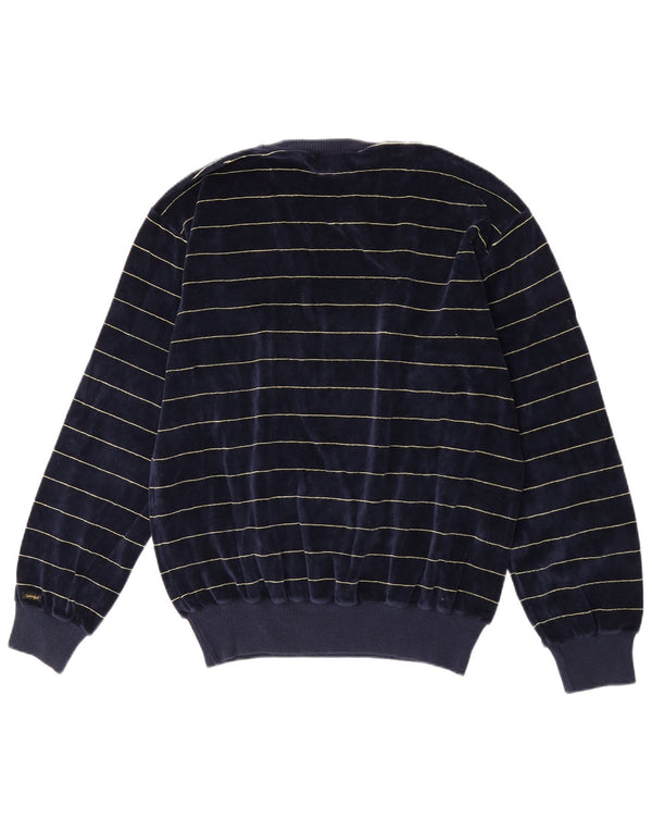 Sportful Mens Velvet Sweatshirt Jumper Large Navy Blue Striped Cotton