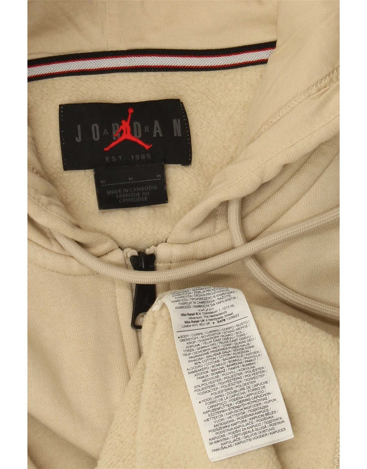 Jordan Mens Zip Hoodie Sweater Medium Beige Cotton