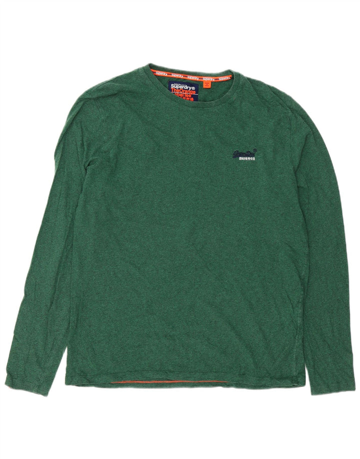 Superdry Mens Top Long Sleeve 2XL Green Flecked