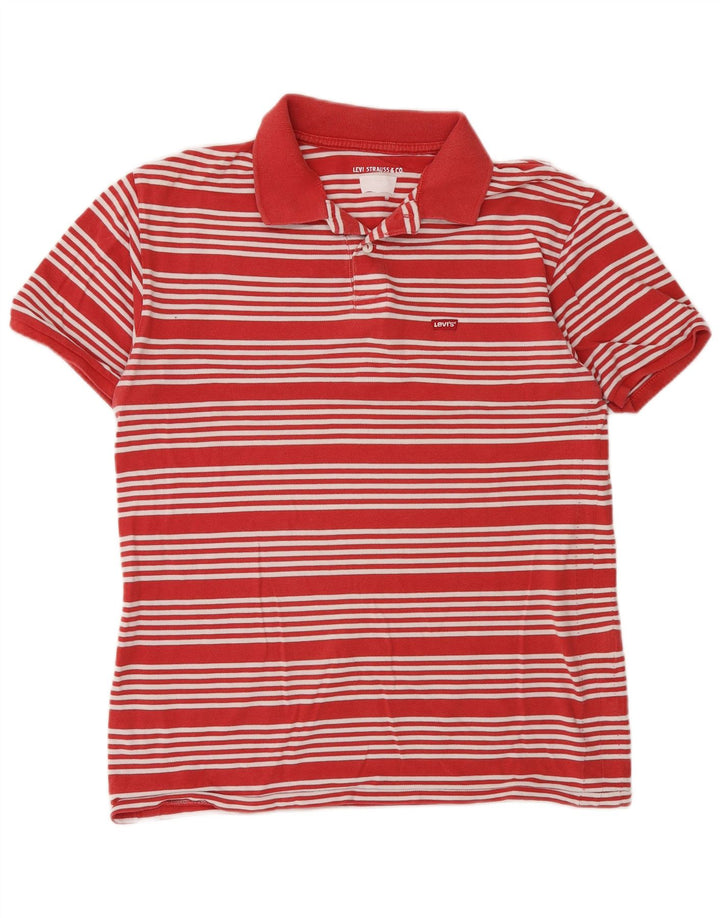 Levi's Mens Polo Shirt Medium Red Striped Cotton
