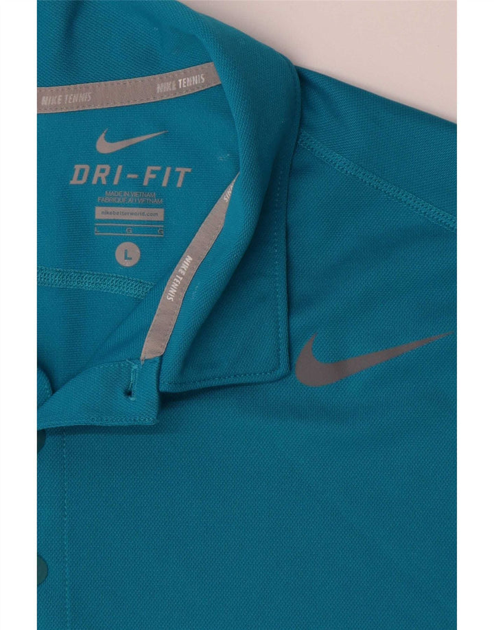 Nike Mens Dri Fit Polo Shirt Large Blue Polyester