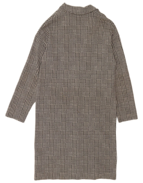 Topshop Damenmantel UK 10 Small Graue Hahnentritt-Baumwolle
