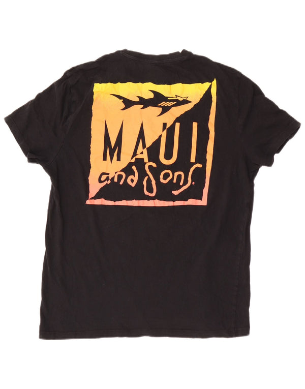 Camiseta gráfica masculina Maui and Sons grande preta