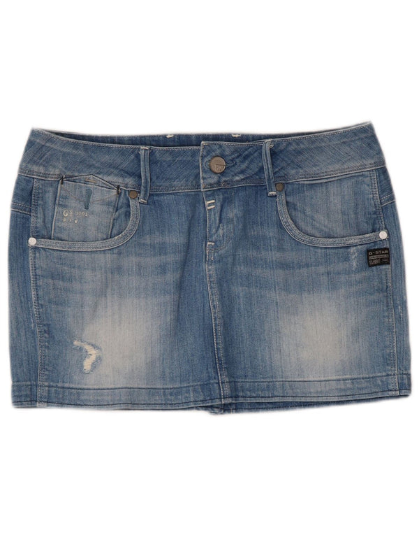 G-Star Damen-Jeansrock im Used-Look mit niedriger Taille, W27, klein, aus blauer Baumwolle