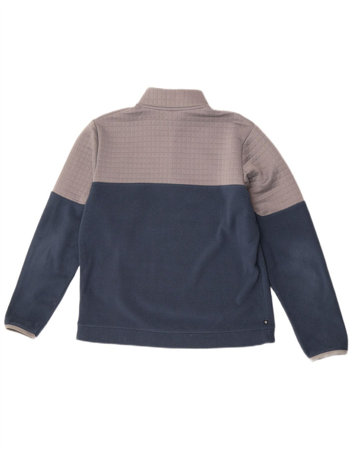 Adidas Mens Zip Neck Fleece Jumper Medium Navy Blue Colourblock Polyester