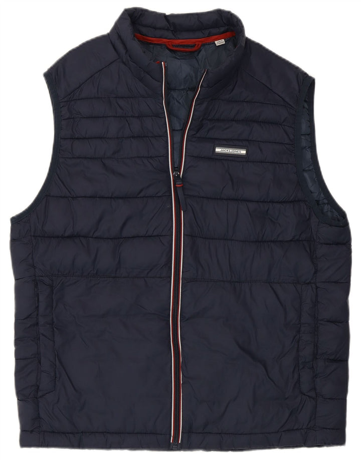 Jack & Jones Mens Padded Gilet UK 36 Small Navy Blue