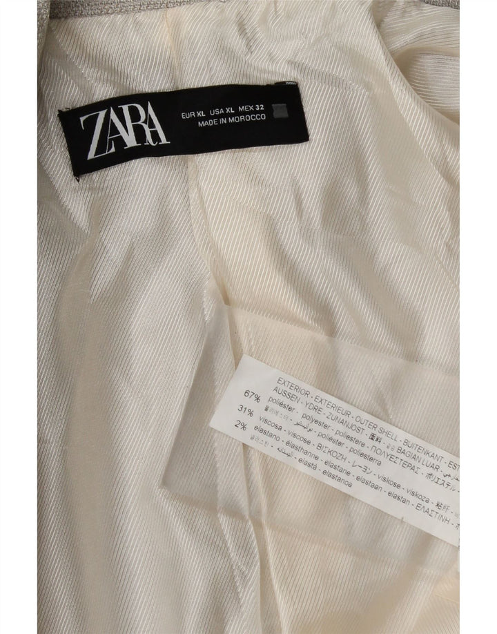 Zara Dame Crop Dobbeltradet Blazer Jacket UK 18 XL Grå Polyester