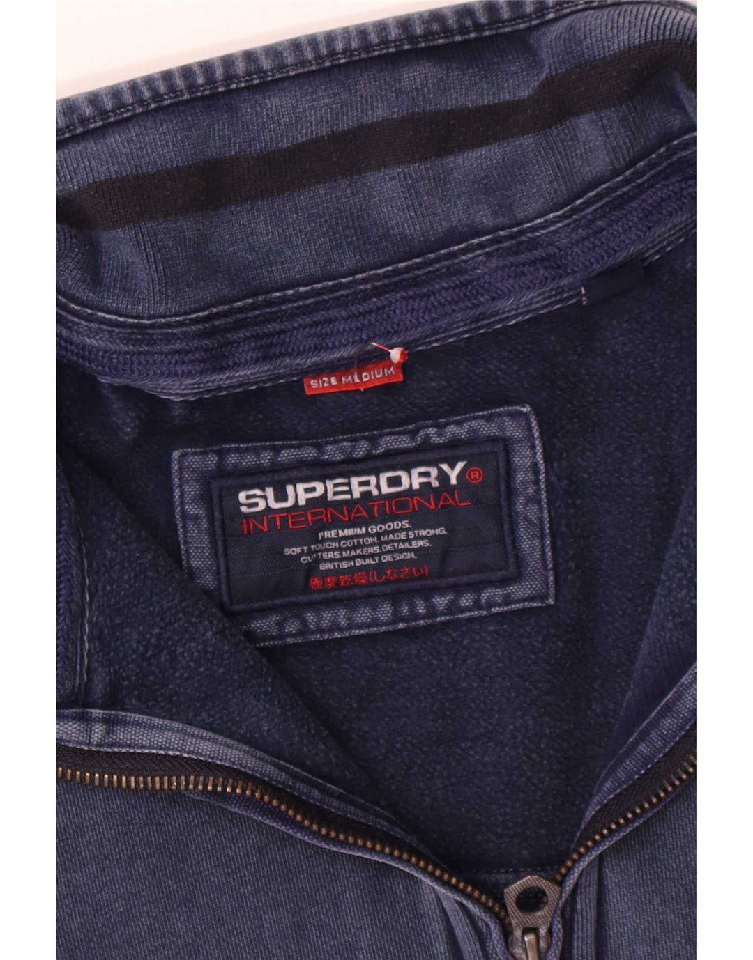 Męski sweter z zamkiem błyskawicznym Superdry, średni granatowy, bawełniany