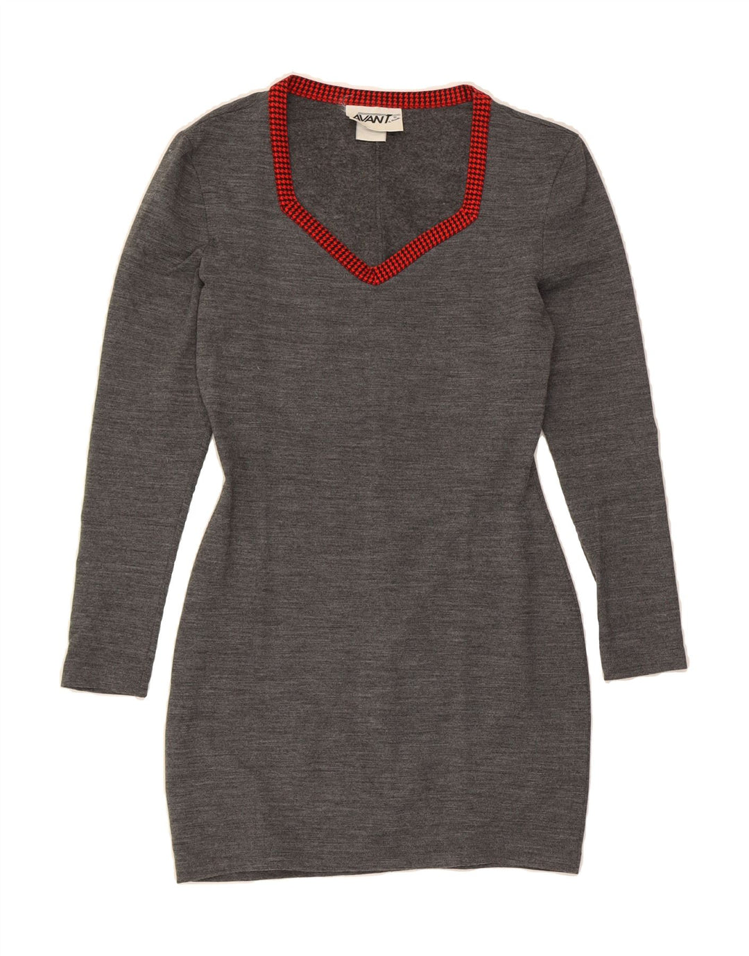 AVANT Womens Long Sleeve Jumper Dress UK 12 Medium Grey Houndstooth Vintage Avant and Second-Hand Avant from Messina Hembry 