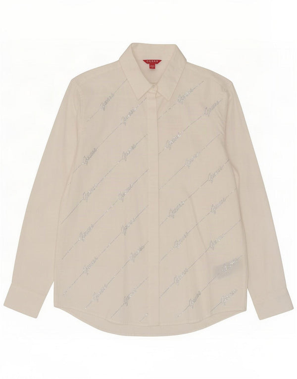 Guess Camisa holgada estampada para mujer UK 40 Small White Cotton