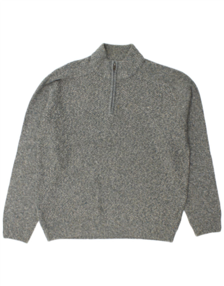MARKS & SPENCER Mens Regular Fit Zip Neck Jumper Sweater XL Grey Flecked