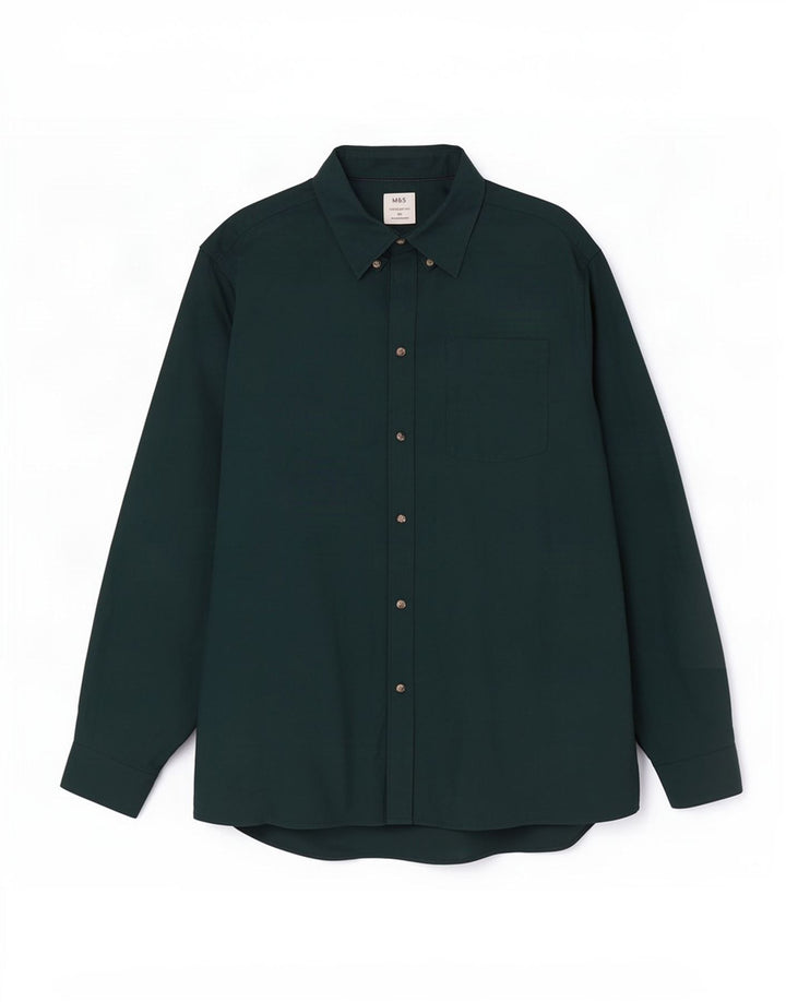 Marks & Spencer Herre Regular Fit skjorte 3XL Grøn bomuld